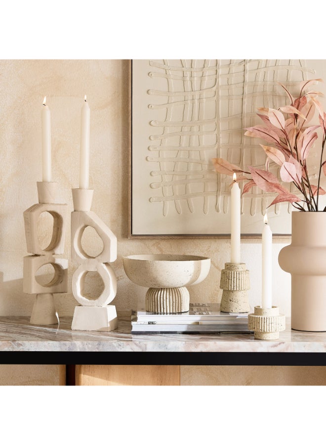 Home Box Decorative Resin Taper Candleholder - Beige - Image 4